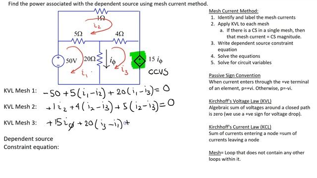 Mesh Current - Example 4 (Trick: How to handle CCVS) смотреть онлайн
