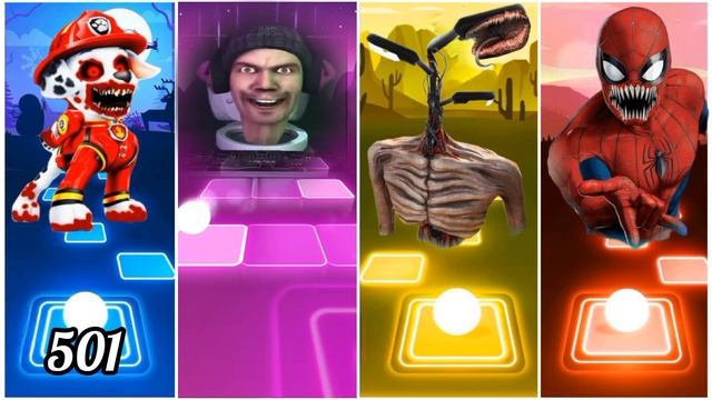 Paw Patrol Marshal vs Skibidi Toilet vs Sirena Head vs Spiderman 💥 Goes Tiles Hop EDM Rush💥 смотреть онлайн