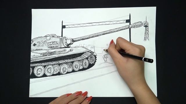 The best picture of the tank shooting scene - Pencil Drawing Tank | Art Director смотреть онлайн
