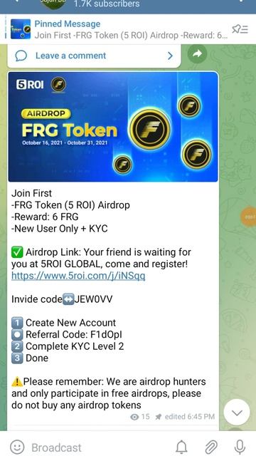FRG Token 5 ROI Airdrop💰Reward: 6 FRG New User Only + KYC смотреть онлайн