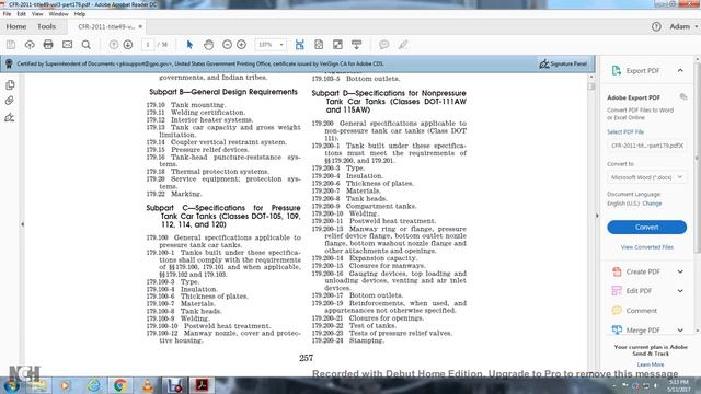 CFR49 PART179 SPECS FOR TANK CARS TOC смотреть онлайн