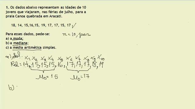 Resolução de exercícios: Moda, mediana e média aritmética simples смотреть онлайн
