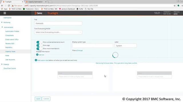 Custom Views - System Time Forecasting | TrueSight Capacity Optimization смотреть онлайн
