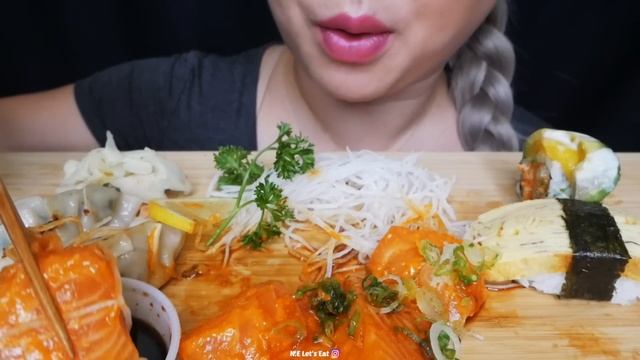 ASMR SUSHI *Shrimp Gyoza, Spicy Salmon & Nigiris NO Talking Relaxing Eating Sounds | N.E Let's Eat смотреть онлайн