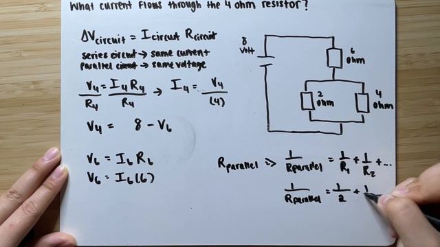 Physics w/ Calc 2 Calculating Current Flow through a Resistor | Parallel within Series | Example #3 смотреть онлайн