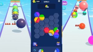 2048 | [ Lv. 1 - 6 ] Jelly Sort Hexa: 3D Puzzle vs Ball Run 2048 Merge Number vs Ball Run Infinity
