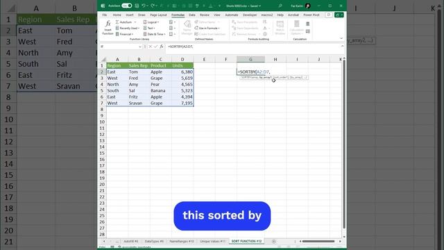Excel Tips: Sort Data Better with the SORTBY Function #Excel #Shorts смотреть онлайн
