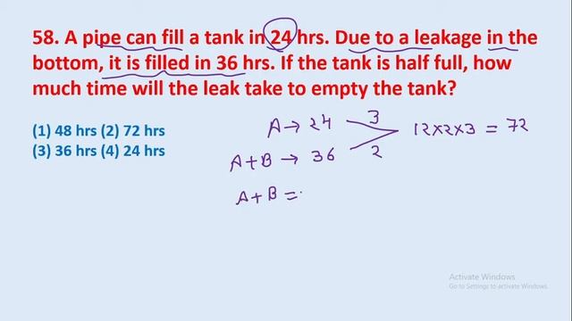 58. A pipe can fill a tank in 24 hrs. Due to a leakage in the bottom, it is filled || edu214 смотреть онлайн