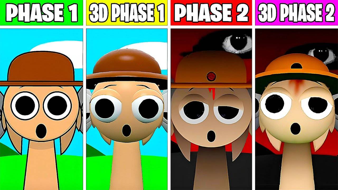 3D Incredibox Sprunki — Фазы 1 против Фазы 2 — Все в одном 3D-персонажи Sprunki вместе смотреть онлайн