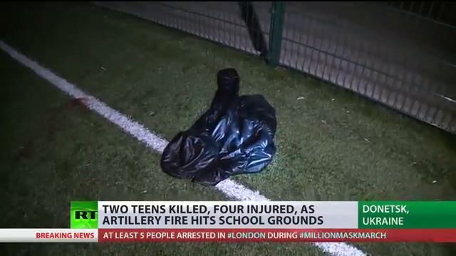 Shocking attack Teens killed & injured in Donetsk school shelling смотреть онлайн