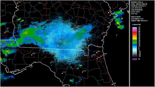 2021 Mindy - Moody Air Force Base, GA WSR-88D Radar Animation (HD 1280x720) смотреть онлайн