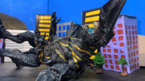 Legendary Godzilla  vs Knife Head and Trespasser an epic battle stop motion