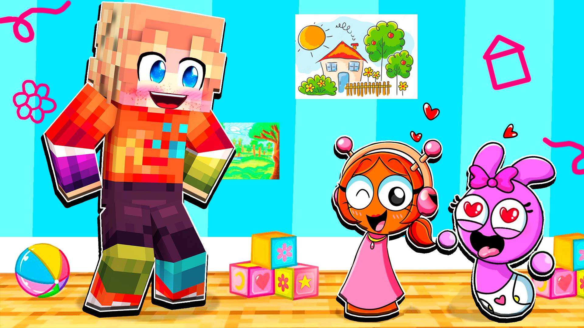 Я СТАЛ ПАПОЙ ДЕВОЧЕК СПРУНКИ В МАЙНКРАФТ! ПЧОЛА SPRUNKI FAMILY MINECRAFT смотреть онлайн