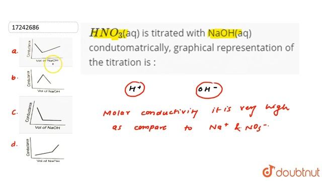 `HNO_3`(aq) is titrated with NaOH(aq) condutomatrically, graphical representation смотреть онлайн