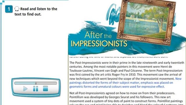 Aspect 11 module 8 p108 After the impressionists text ver смотреть онлайн