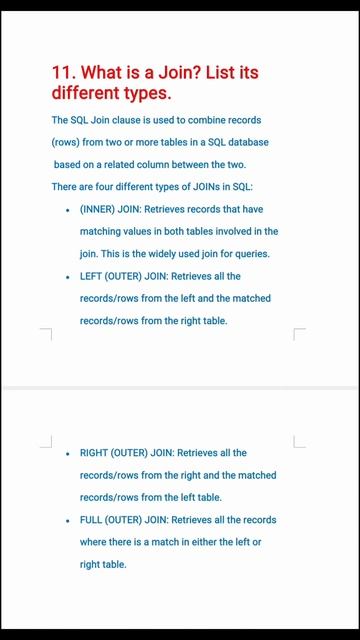 11.What is a join? List its different types | #sqlinterviewquestions #sql #databases смотреть онлайн