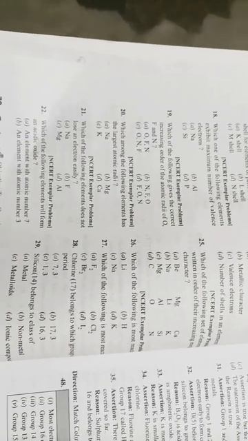 CBSE Class 10th Science Most Objective Type Important #most Ch5 Periodic Classification Of Elements
