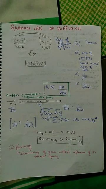 Graham Law of diffusion|Class 11|Chemistry #shortnotes #class11 #chemistrynotes #studytime #neet смотреть онлайн
