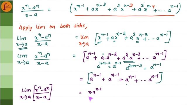 Limits Theorem Derivation | Prove (𝐥𝐢𝐦)_(𝒙→𝒂)〖〖((𝒙^𝒏−𝒂^𝒏)/(𝒙−𝒂))=𝒏.𝒂〗^(𝒏−𝟏) 〗for all values of n смотреть онлайн
