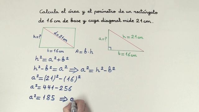 Calcular el ÁREA y PERÍMETRO de un RECTÁNGULO - Figuras PLANAS - Teorema de PITÁGORAS смотреть онлайн