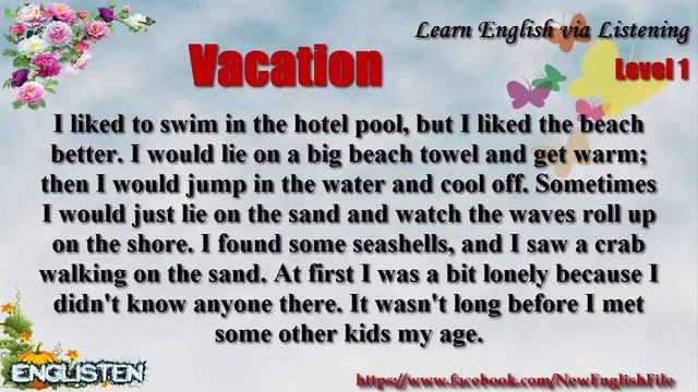 Vacation Unit 69 Learn English via Listening Level 1 смотреть онлайн