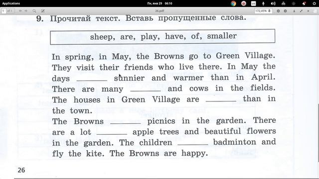 английский 4 класс раб  тетрадь с26 упр 9