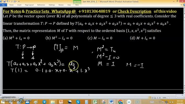 Lomonosov Moscow State University Gre Math Matrix For Linear Transformation