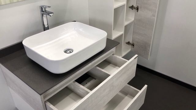 Тумба с раковиной Comforty Прага 75 00-00004198 подвесная Дуб белый Антрацит смотреть онлайн
