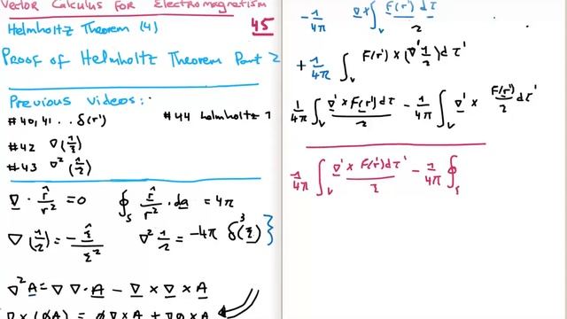 Vector Calculus For Electromagnetism 45 : Helmholtz Theorem Proof Part 2