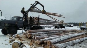 Лесовоз (хлыстовоз) Урал с установкой Велмаш (timber truck URAL)