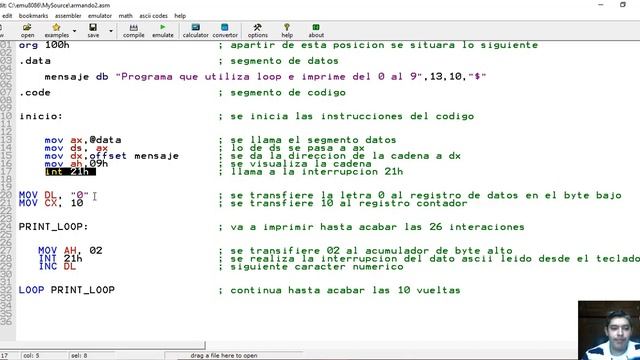 explicacion de una practica de loop en emu8086 смотреть онлайн