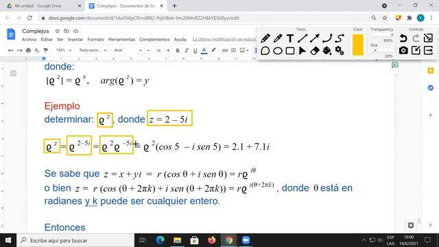 Exponencial Compleja En Números Complejos