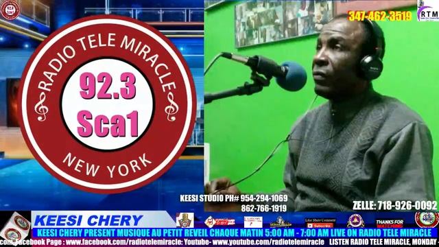 KEESI CHERY MUSIQUE AU PETIT REVEIL LIVE ON RADIO TELE MIRACLE 92.3 SCA1 NY, NJ, CT. смотреть онлайн