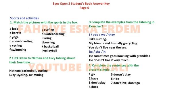 Eyes Open 2 Student's Book Answer Key Page 6 смотреть онлайн