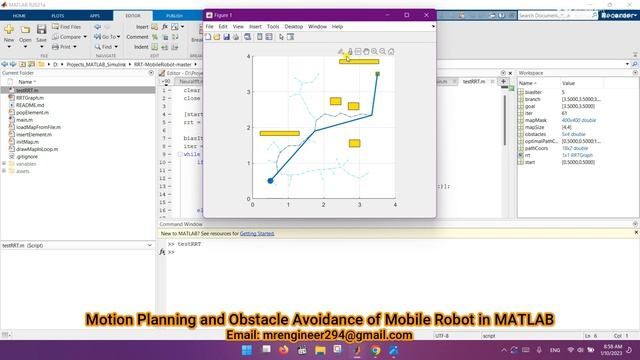 RRT algorithm for mobile robot motion planning and obstacle avoidance in MATLAB смотреть онлайн
