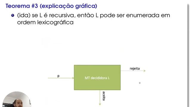 Aula 23d: LRec/LRE - Teorema #3 - L é Recursiva Sse L Pode Ser Enumerada Em Ordem Lexicográfica