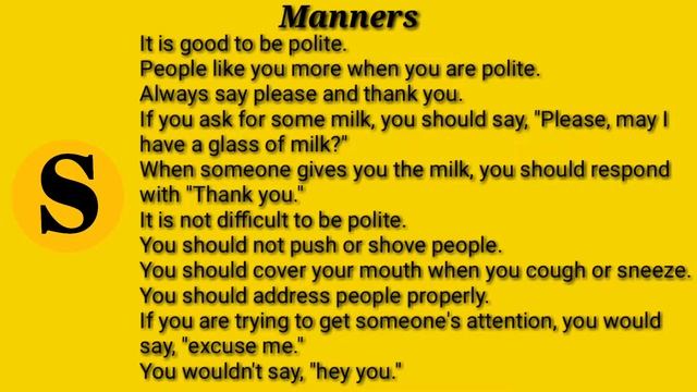 Manners - English Listening @ Speaking - Lesson 61