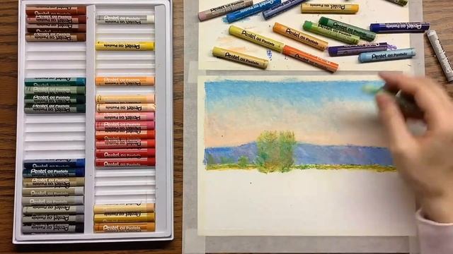 Oil Pastels Drawing | Claude Monet - Floating Ice Near Bennecort (1893) смотреть онлайн