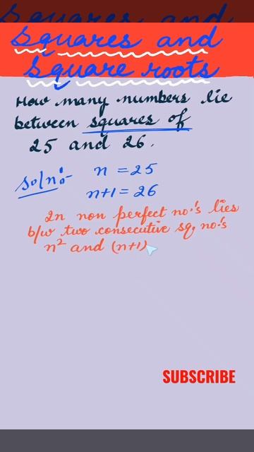 How many numbers lies between squares of 25 and 26 | Class 8 maths | #shorts смотреть онлайн