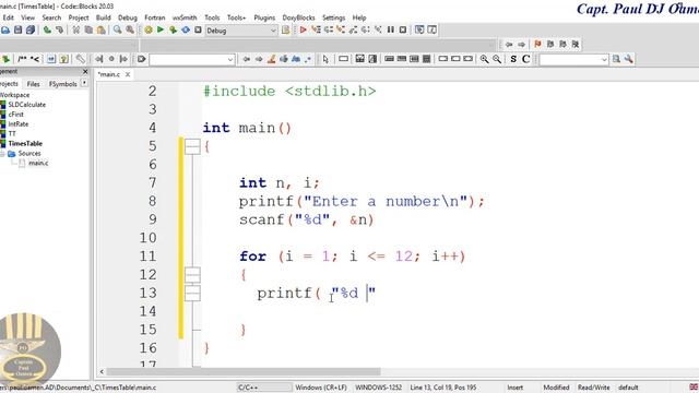 How to Create a Multiplication Times Table Using For Loop in C Program - Good Tutorial For Beginner смотреть онлайн