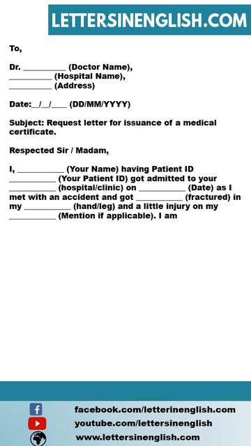 Letter To The Doctor Requesting Medical Certificate Due To Accident