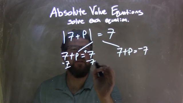 Solve |7+p|=7 смотреть онлайн
