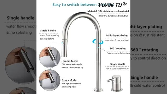 27YUANTU 304 stainless steel split pull out kitchen faucet,how easy to use смотреть онлайн