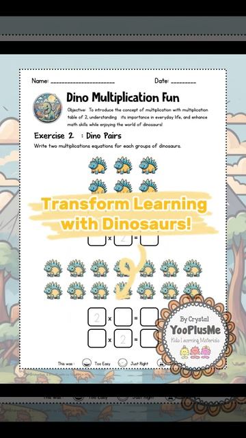 Worksheets - Multiplication Times Table 2 (Dino Series) смотреть онлайн