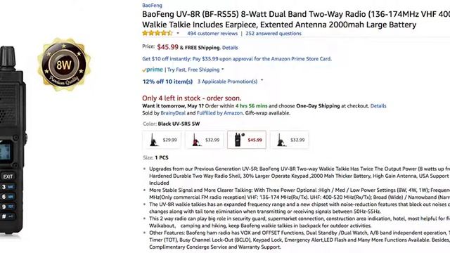 BaoFeng UV-8R (BF-RS55) 8-Watt Dual Band Two-Way Radio (136-174MHz VHF 400-520MHz UHF) Walkie Talki смотреть онлайн