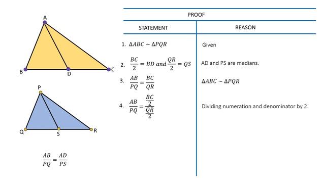 Ratio Of Medians Of Two Similar Triangles Equals Ratio Of Any Two Corresponding Sides
