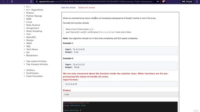 C++ implementation of Increasing Triplet Subsequence смотреть онлайн
