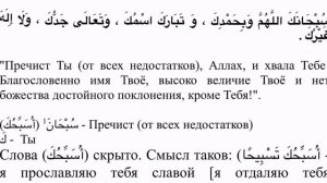 Тайны намаза. Дуа Субханака (Сана).