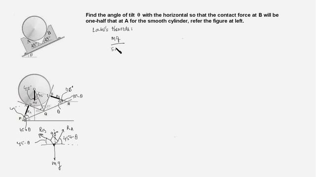 4 5 Engineering Mechanics: Applying Lami's Theorem (Cylinder In A Tilted Channel )