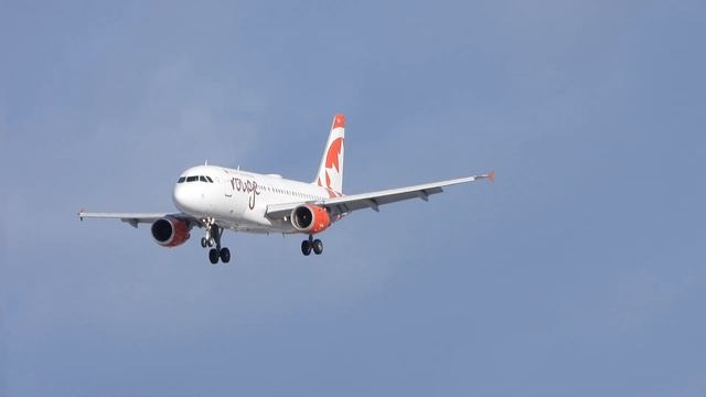 Air Canada Rouge Airbus A319 C-GBHR Landing Runway 24 CYQB смотреть онлайн